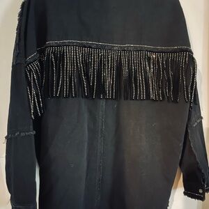 Zara Black Jacket with Fringe and Studs
